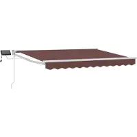 vidaXL Handbediende luifel met LED's Bruin en wit 3,5 x 2,5 m