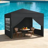 YARDIN Pop-up paviljoen, 2,5x2,5 m, snelle opbouw met één druk op de knop, waterdicht en met UV-bescherming, inclusief 4 zijpanelen, met tas – Anthraciet