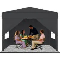 ACXIN Pop-up paviljoen, 3x3 meter, snelle opbouw met één druk op de knop, inklapbare feest- en tuintent, waterdicht en met UV-bescherming, inclusief 4 zijwanden, met draagtas – antraciet