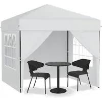 UISEBRT Pop-up paviljoen, 2,5x2,5 meter, inklapbaar, snelle opbouw met één druk op de knop, waterdicht en met UV-bescherming, inclusief 4 zijpanelen, met tas – Wit