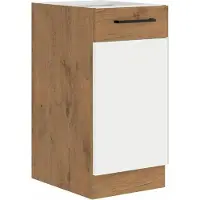 Big Buy Cooking - Hoge kast - Lancelot eiken en glanzend witte melamine - 40 cm - 1 draaideur
