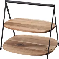 Excellent houseware - Twee-laags serveerschaal voor snacks QUEST, gemaakt van acaciahout, 27 x 18 x 25 cm