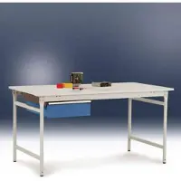 Manuflex ZB4163.9006 Enkele lade in aluminium zilver vergelijkbaar met RAL 9006, met cilinderslot, voor tafel diepte 800 mm, bxdxh: 425 x 550 x 150 mm