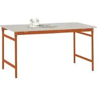 Manuflex BB3031.2001 Bijzettafel basis stationair met melamine tafelblad in roodoranje RAL 2001, bxdxh: 1250 x 600 x 780 mm Rood-oranje (RAL 2001)