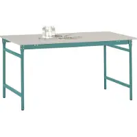 Manuflex BB3011.5021 Bijzettafel basis stationair met melamine tafelblad in waterblauw RAL 5021, bxdxh: 1000 x 600 x 780 mm Waterblauw