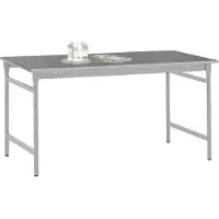 Manuflex BB3004.9006 Bijzettafel basis stationair met staalbeslag schijf in aluminium zilver vergelijkbaar met RAL 9006, bxdxh: 750 x 500 x 780 mm