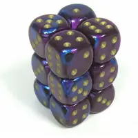 Chessex Gemini Blauw-Paars/Goud D6 16mm Dobbelsteen Set (12 stuks)