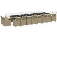 vidaXL 21-delige Tuinset met kussens poly rattan beige