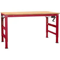 Manuflex Werktafel Ergo K, met zwengel, 2000 x 800 mm, tafelblad multiplex, robijnrood
