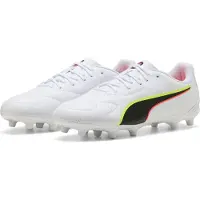 Puma King 20 Play FG/AG Unleashed - Wit/Gloeiend rood/Geel Kids
