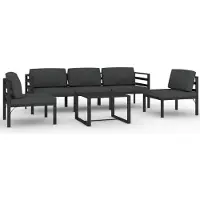 vidaXL 6-delige Loungeset met kussens aluminium antracietkleurig