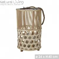 Natural Living "" Bamboe lantaarn SUZI met glazen theelichthouder D24 cm x H40 cm