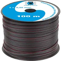 Cabletech Speaker kabel luidsprekersnoer CCA zwart 2x 0.5mm Haspel 100m