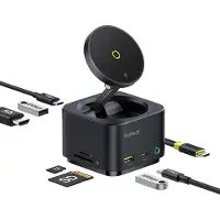 Baseus MagPro Serie II, 7-in-1 USB-C, draadloos opladen 15W, zwart