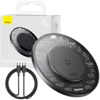 Baseus Simple 2 draadloze oplader (15W, zwart)