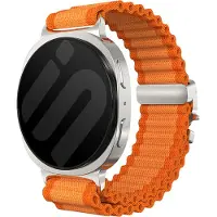 Strap-it Outdoor nylon bandje met P-buckle - horlogebandje geschikt voor Samsung Galaxy Watch 9 (40/44mm) / Watch 8 (40/44mm) / Classic (46mm) - oranje/zilver