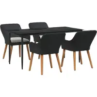 vidaXL Tuin Eettafel Set 5 st Zwart poly rattan