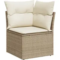vidaXL 7-delige tuinmeubelset met kussens, beige, van polyrotan