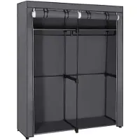 Hoppa! Songmics Garderobe, Garderobe Met 2 Kledingrails, Opbergruimte Voor Kleding - Grijs - Stof
