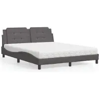 vidaXL Bed met matras "Zadar" kunstleer grijs 160x200 cm