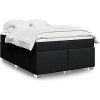 vidaXL Boxspring met matras stof zwart 140x200 cm