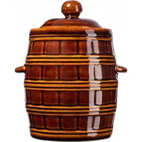 Kadax Steengoed pan, dichte keramische pot met watergoot en deksel, vaatwasmachinebestendige steengoedpan, gaarpan van keramiek, inlegpan voor komkommers (bruin, 16 liter)