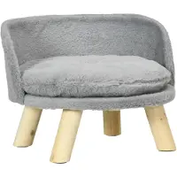 PawHut Paws hondenbed, hondensofa met kussen, verhoogd huisdierbed, kattenbed, grijs
