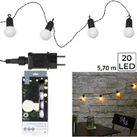 Home Deco Factory Feestverlichting lichtsnoer - 20 LED lampen - warm wit - 1070 cm - buiten - tuinverlichting