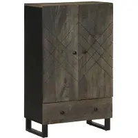 vidaXL Hoge kast 60x33x100 cm massief mangohout zwart