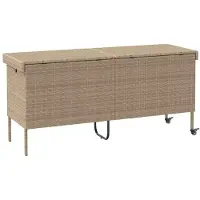 vidaXL Tuinkist met wielen, beige, 160x55x75 cm, polyrotan