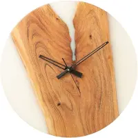 J-Line Wall clock modern acacia wood/resin natural/white