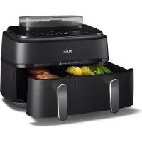 Philips 5000 Series Dual Basket Airfryer - NA551/00 - Stoomfunctie - Dubbele Mand - 9L - Tot 6 Personen