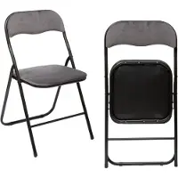 Expo Börse Klapstoelen Set van 4 VouwstoelenMetaal met Fluweel - Grijze Eettafelstoelen - Opklapbare Stoelen - 45 x 44 x 78 CM - inklap Stoelen - Grijs