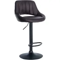 CLP barkruk Milet, bekleed met kunstleer, in hoogte verstelbaar, draaibaar, met rugleuning | Kleur: bruin, frame: zwart