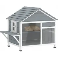 PawHut Kattenhuis - Vurenhout, PS - 101 x 72,5 x 81 cm - Grijs