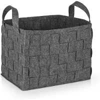 N8werk Opbergmand van vilt met handvat 40x30x30 cm | Ideaal voor het opbergen van haardhout en tijdschriften | Duurzaam en veelzijdig | Opvouwbare opbergmand [Donkergrijs]