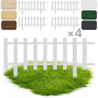 Pemicont 4 x voortuinhek gemaakt van hout, weerbestendig geïmpregneerd - insteekhek, minihek, Fries hek, decoratief hek als tuinhek, houten hek, kleur: wit, afmeting: 30 cm hoog. 4x105 cm lang