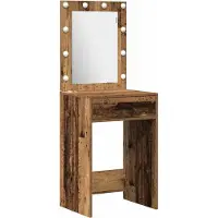 vidaXL Dressing tafel set met LED 2 st Oudhout Bewerkt hout