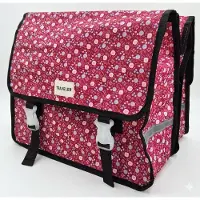 Traveler Dubbele paarse fietstas bloemen roze blauw wit