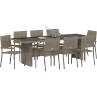 vidaXL Tuinset, 9-delig, beige, polyrotan