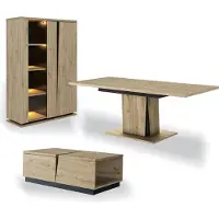 CALICOSY Samenstelling dressoir met 2 deuren met verlichting, met uitschuifbare eettafel