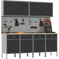vidaXL Werk Cabinet 10 st Zwart en Grijs Engineered hout en staal