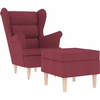 vidaXL Fauteuil met voetenbankje stof wijnrood