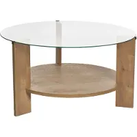CALICOSY Salontafel met 2 bladen, waarvan één van gehard glas Ø75 cm clara