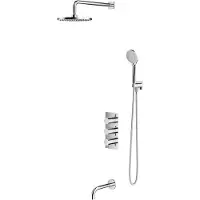 Omnires Y - Doucheset met inbouw badthermostaat, met inbouwdeel, diameter 25 cm, 5 jets, chroom SYSYS02XCR