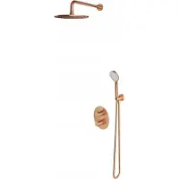 Omnires Y - Doucheset met inbouwthermostaat, diameter 25 cm, 5 stralen, geborsteld koper SYSYT05CPB