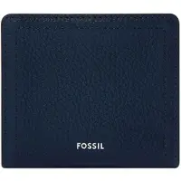 Fossil Leren portemonnee Logan RFID Small Bifold Insignia Blue donkerblauw