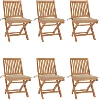 The Living Store Teak Tuinstoelenset - 46.5 x 58 x 88 cm - hard teakhout - inclusief 6 kussens