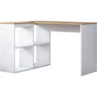CALICOSY Hoekbureau in eiken- en witdecor l120 cm cassie