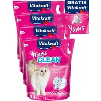 Vitakraft Magic Clean kattenbakvulling - 5 L - 6 stuks met GRATIS Cat Yums 40 gram